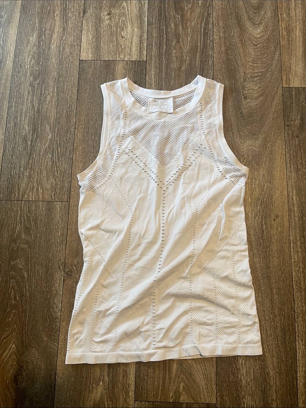 Athleta Oxygen Tank Top White Diamond Mesh Seamless Size M
